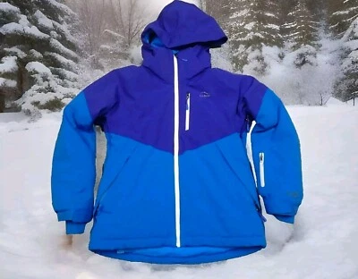 LL BEAN TEK HOODED FLEECE LINED WINTER JACKET in Girl's Size 10/12 Blue Mint - Image 1 of 4