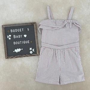 HOPE & HENRY Red White & Blue Stripe Seersucker Jumpsuit Romper Size 6Y - Picture 1 of 3