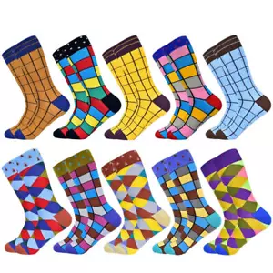 5 / 10 Pair Mix Color Pattern Design Socks Casual Corporate Fashion Wear For Men - Picture 1 of 27