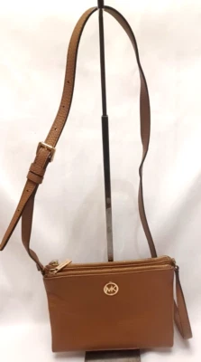 EUC MICHAEL KORS Leather Fulton Double Zip Crossbody Bag Wallet Purse 35T6GFTC7L - Image 1 of 4