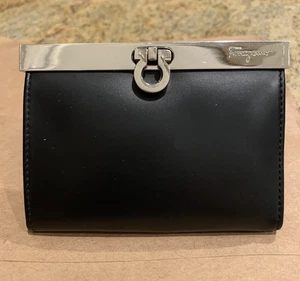 Salvatore Ferragamo Luxury Black Leather Cardholder Coin Wallet Rare Vintage - Bild 1 von 9