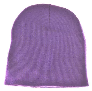 Plain Cuffless Beanie Short Knit Hat-8"-purple - Picture 1 of 1