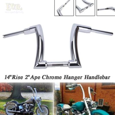 Manillar ApeHanger cromado 14" elevación 2" para Harley Softail Dyna Touring Dyna Foto 1 de 4