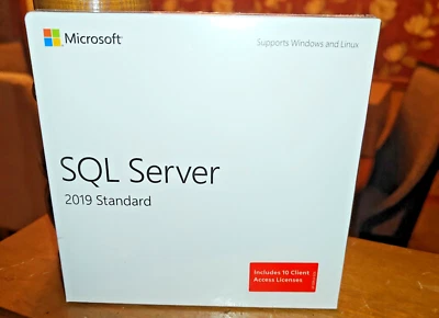 SQL Server 2019 estándar - licencia de caja completa de 16 núcleos, 10 CAL de usuario (nuevo sellado) Foto 1 de 4