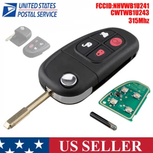 For 2003 2004 2005 2006 2007 2008 Jaguar S-Type X-Type XJ8 Remote Flip Key Fob - Foto 1 di 9