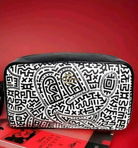 Coach Disney Mickey Mouse Keith Haring Small Boxy Cosmetics Case Chalk Black NWT - Picture 1 of 14