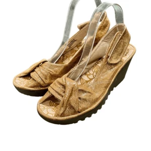Fly London Yakin Glitter Gold Wedge Sandals. Size 40/US 9. 9.5 - Picture 1 of 10