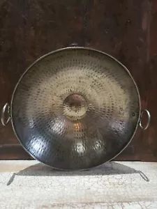 Gehämmerte silberfarbene Pewtortone Schale Doppelringe flacher Boden gefalteter Rand antik - Bild 1 von 11