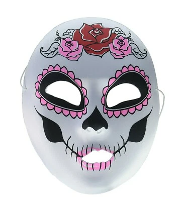 48009 Mask-It (Mau63) Mask-It White Day of The Dead Full Mask 8.75"  HALLOWEEN  - Image 1 of 2