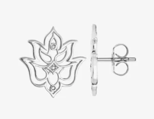 Genuine Thomas Sabo Sterling Silver 925 Diamond Lotus Flower Stud Earrings - Picture 1 of 1