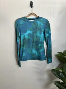 Women’s Medium long sleeve crew neck green shirt Blue Green Design - Picture 1 of 4