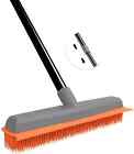 Rubber Push Broom For Hardwood Floor,Carpet Rake Pet Hair Remover Broom