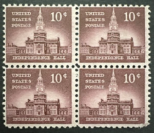 US Sc# 1044b Block of 4 MNH 10¢ Independence Hall Liberty Issue - Picture 1 of 2