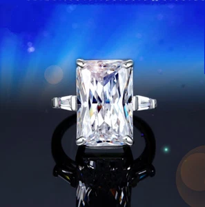 ANILLO DE CITRINO RECTANGULAR DE LUJO 8,5 QUILATES SÓLIDA PLATA,BODA,COMPROMISO - Imagen 1 de 6