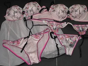 34D Victoria's Secret Dream Angels Embroidered Embellished Bra Babydoll 5 Pc Set - Picture 1 of 6