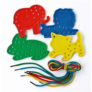 4 Animal Lacing Shapes with Colour Threading Laces - Picture 1 of 1