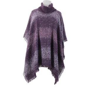 Nine West NEW Purple White Striped Boucle Topper Polyester Wrap Cape Sweater - Picture 1 of 12