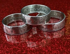 British Coin Ring Crafted from a Vintage One Shilling Piece - Silver Plated - Picture 1 of 11