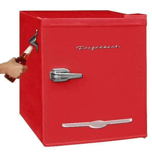 Frigidaire EFR176-RED Retro Bar Fridge with Side Bottle Opener - Red