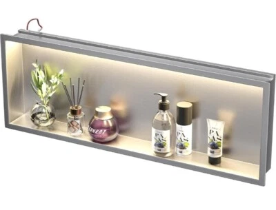 Nicho de ducha LED 36" X 12" cepillado 304 acero inoxidable estante de ducha empotrado  Foto 1 de 4