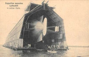 GERMANY ~ ZEPPELIN'S LATEST AIRSHIP IN ITS HANGAR, PEOPLE ~ c 1904-14 - Picture 1 of 2