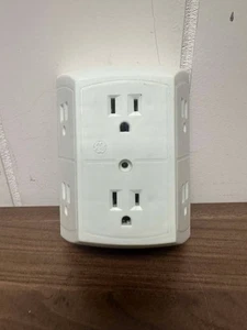 6 Outlet Grounded Outlet Tap With Adapter Spaced Outlets Very Good - Picture 1 of 3