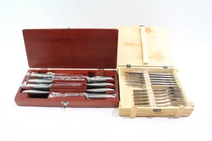 Oneida & Zwilling Steak Knives Cutlery Sets Stainless Steel w/ Wooden Cases - Picture 1 of 6