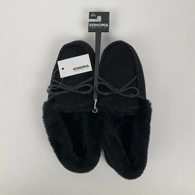 Zapatillas mocasín de espuma viscoelástica Sonoma negras de piel sintética para interiores y exteriores para mujer 8 9 Foto 1 de 4