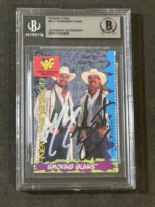 SMOKING GUNNS 1995 GOLD BOND WWF SIGNED AUTOGRAPHED CARD BECKETT BAS AUTHENTIC - Picture 1 of 2