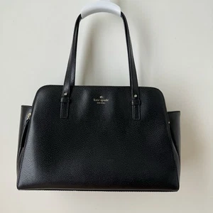 Kate Spade Large Grand Street Lydia Satchel Handbag Black Leather Gold Shoulder - Picture 1 of 18