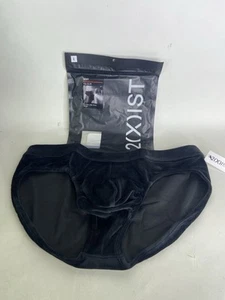 2xist Sexy Velour Ultra Low Rise Brief Underwear Black Beauty Mens Size L - Picture 1 of 5