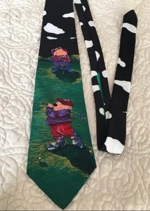 Golfing Bear Novelties By Hallmark Neck Tie Green black - Picture 1 of 4
