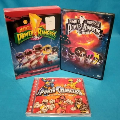 NEW SEALED Mighty Morphin Power Rangers  Season 1 & 2 DVD + Used The Movie + CD Foto 1 de 4