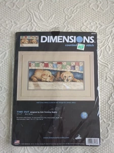 VTG Dimensions Counted Cross Stitch KIT 35147 Time Out 14”x7” Puppy Labs Begley - Picture 1 of 4