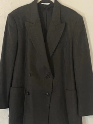 Max Mara Dark Gray Wool Blend Double Breasted Blazer Coat Size 14 Italy - Image 1 of 4