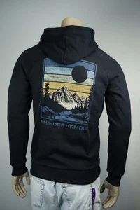 Under Armour Men's Black UA Rival Fleece Graphic Hoodie w/ Pocket Long Sleeve - Picture 1 of 3