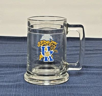 Caneca/copo de vidro vintage Kentucky Wildcats logotipo basquete adulto 5" colecionável gato - Imagem 1 de 4