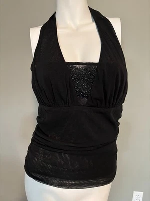 Top halter THE LIMITED escote hundido espalda abierta negro pequeño Foto 1 de 4