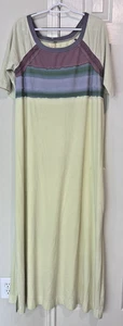 Free People Beach Cream & Green  Asymmetrical  Maxi Dress szM - Bild 1 von 10
