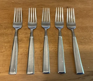 Set Of 5 WALLACE BALANCE Glossy 18/10 Stainless Salad Forks 7-1/2” Flatware - Picture 1 of 7