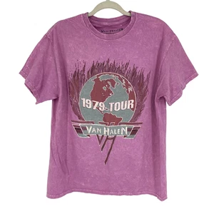 Officially Licensed Van Halen 1979 Tour T-Shirt Pink Acid Wash Large NWOT - Picture 1 of 5