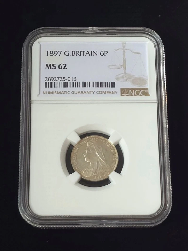Great Britain 1897 Silver 6 Pence NGC Graded MS62 2892725-013 - Image 1 of 4