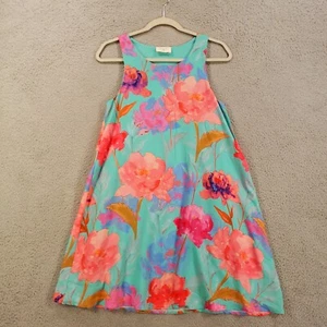 Everly Dress Womens Small Aqua Floral Tank Sundress Lined Shift - Picture 1 of 11