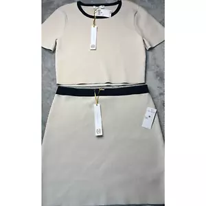 Neu 198 $ House Of Harlow 1960 Damen-Set neutral Kombi bauchfreies Oberteil und Rock Größe M - Bild 1 von 11