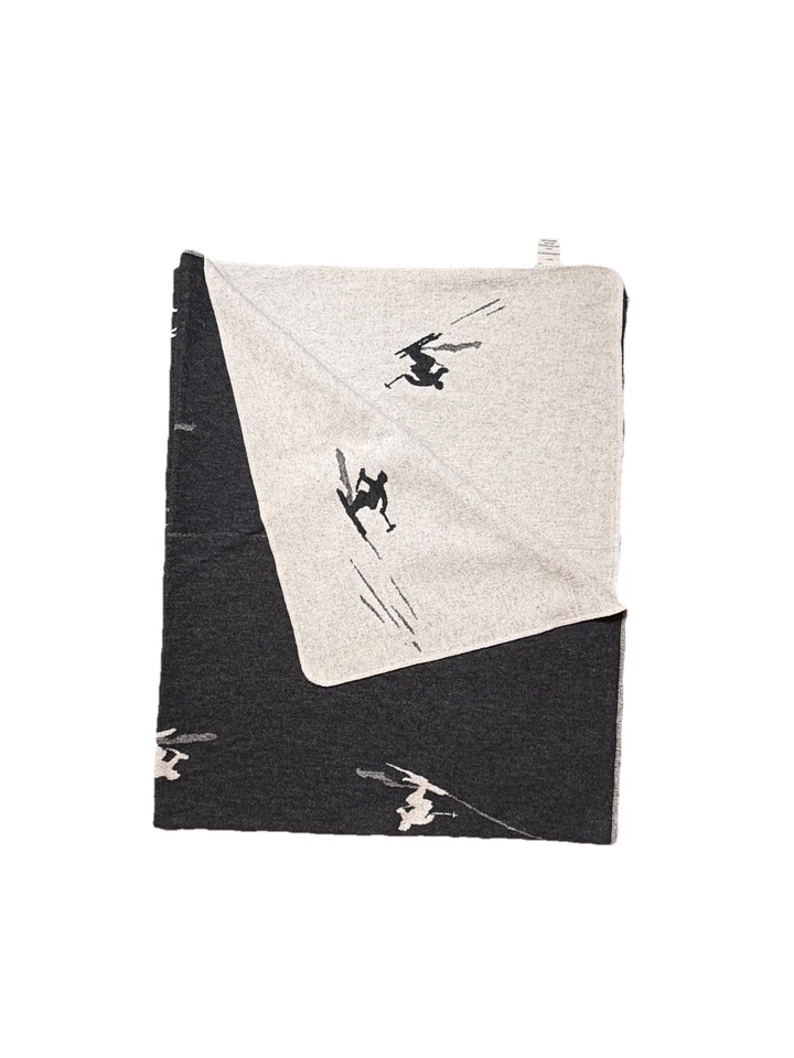 David Fussenegger Ski Holiday Throw Blanket Cozy Gray Reversible Austria - Image 1 of 4