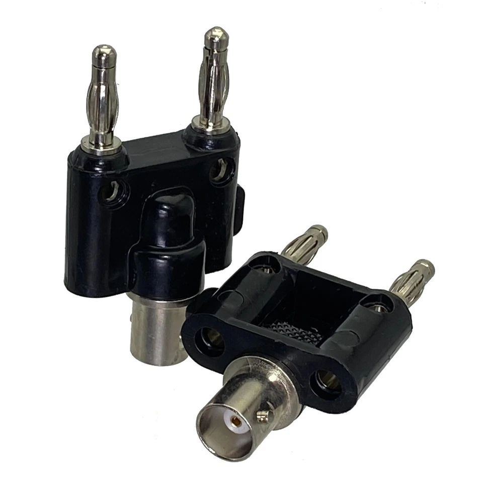 BNC Female to 2X 4mm Dual Banana Male Plug Socket Binding Post RF Connector - Image 1 of 1