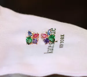 Kate spade gold tone mini multi Crystal cluster FIRST BLOOM earrings micro studs - Picture 1 of 4