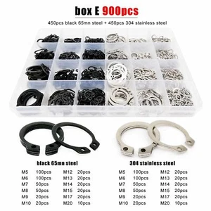 250/900pcs M5-M20 Shaft Bearing Retaining Clip Snap Ring C Type External Circlip - Picture 1 of 11
