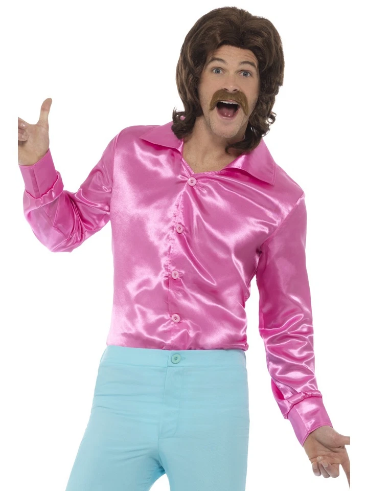 ADULTO HOMBRE 60S 70S DISCO DISFRAZ CAMISA SATINADA BAILE FIEBRE SÁBADO NOCHE PROXENETA  Foto 1 de 1
