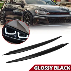 Headlight Eyelid Eyebrow Cover Trim Glossy Black For VW Golf 7 GTI MK7 2013~2017 - Picture 1 of 7